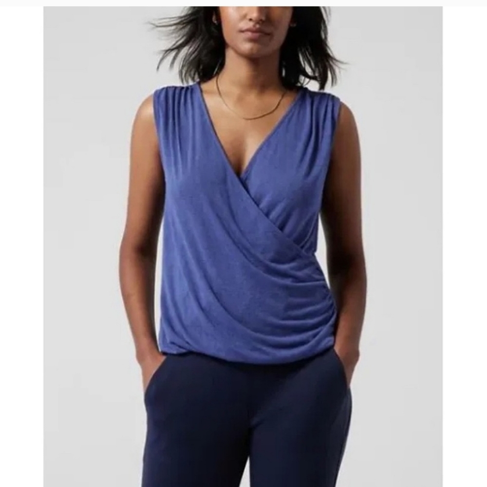 Athleta Breezy Wrap Blue Tank Top Shirt